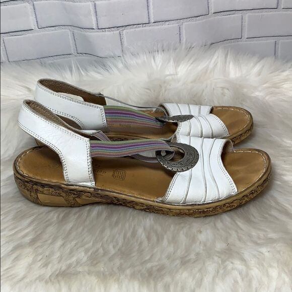 Spring Step Rustic White Leather Sandals Sz 10 - Picture 4 of 6